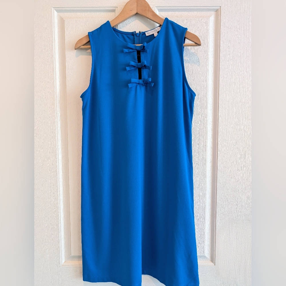 Preston & York, Royal Blue Sleeveless Bow Accent Shift Dress Size M